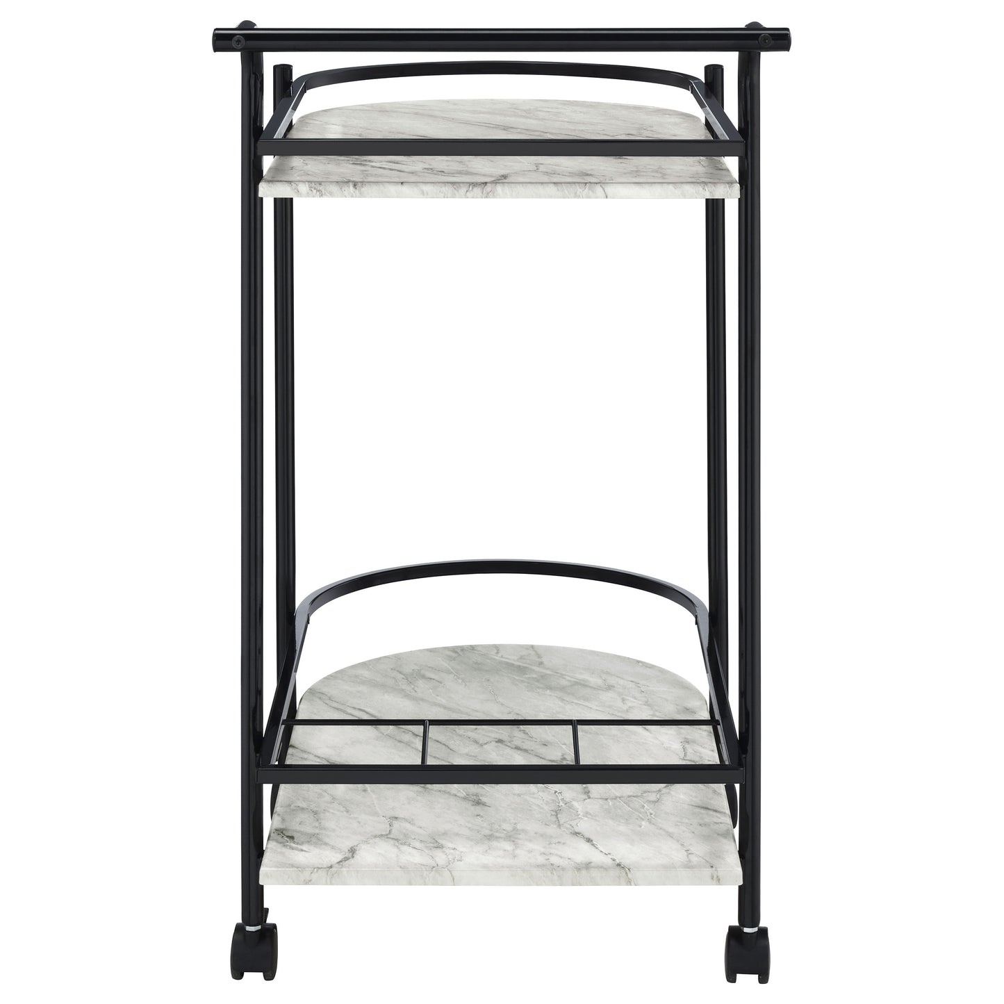 Desiree 2-tier Faux Marble Shelf Metal Bar Cart Black