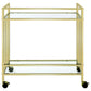 Cara 2-tier Rectangular Glass Shelf Metal Bar Cart Brass