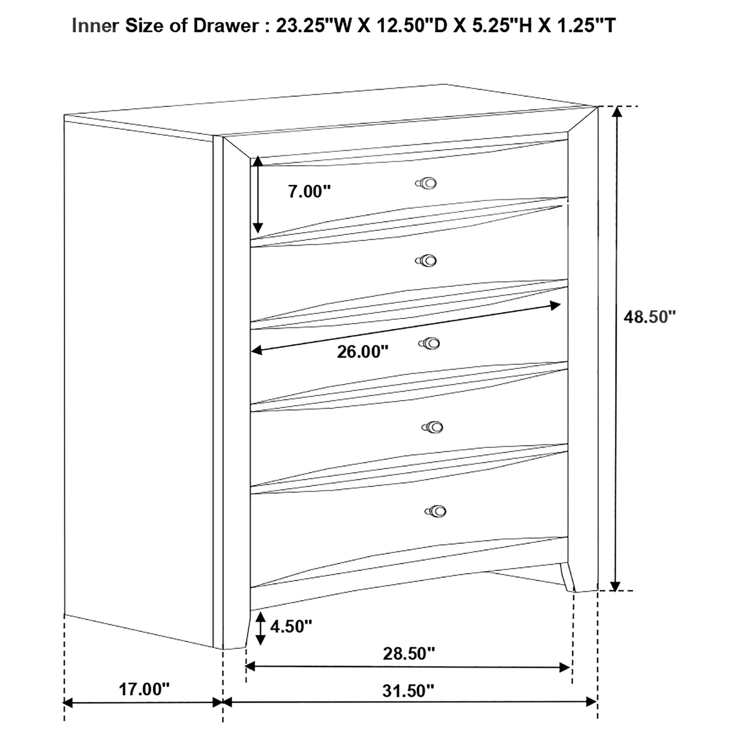 Briana 5-drawer Bedroom Chest Black