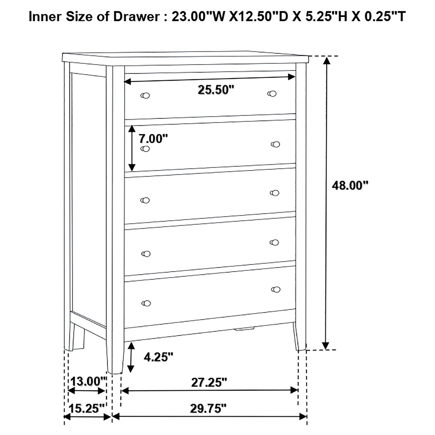 Carlton 5-drawer Bedroom Chest Cappuccino