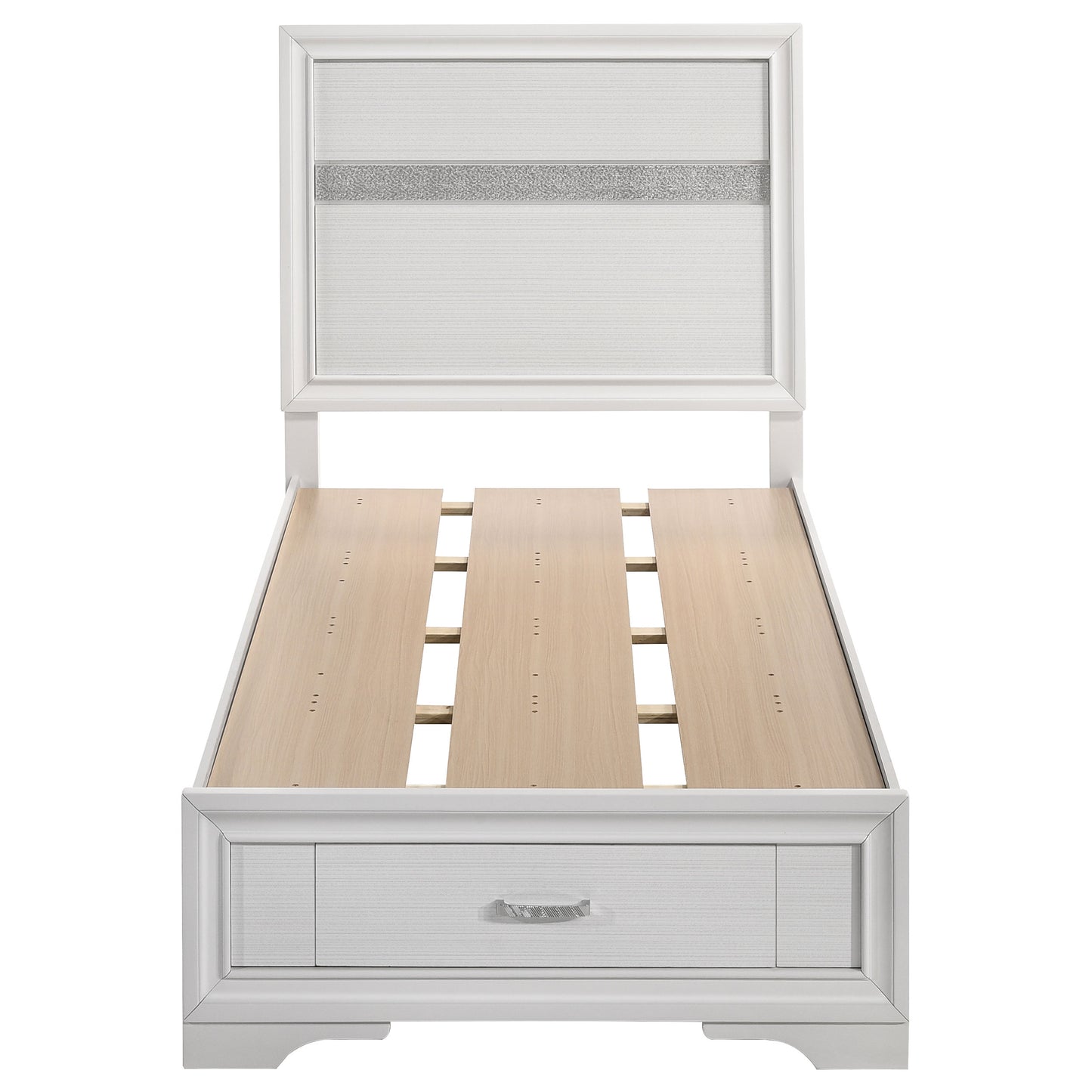 Miranda 51-inch Wood Twin Storage Panel Bed White