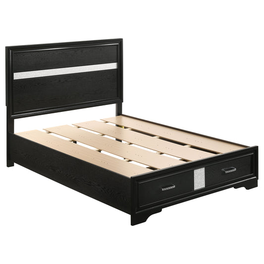 Miranda 51-inch Wood Full Storage Panel Bed Black