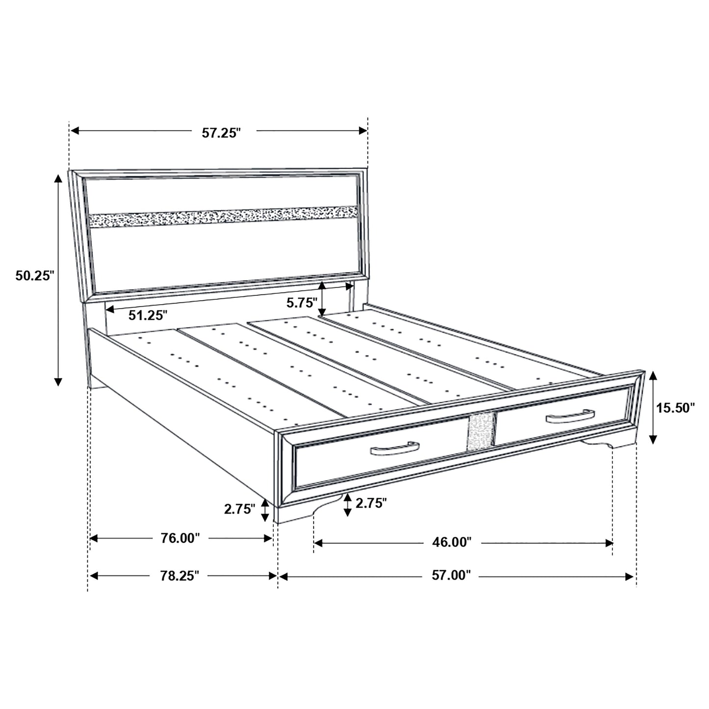 Miranda 51-inch Wood Full Storage Panel Bed Black