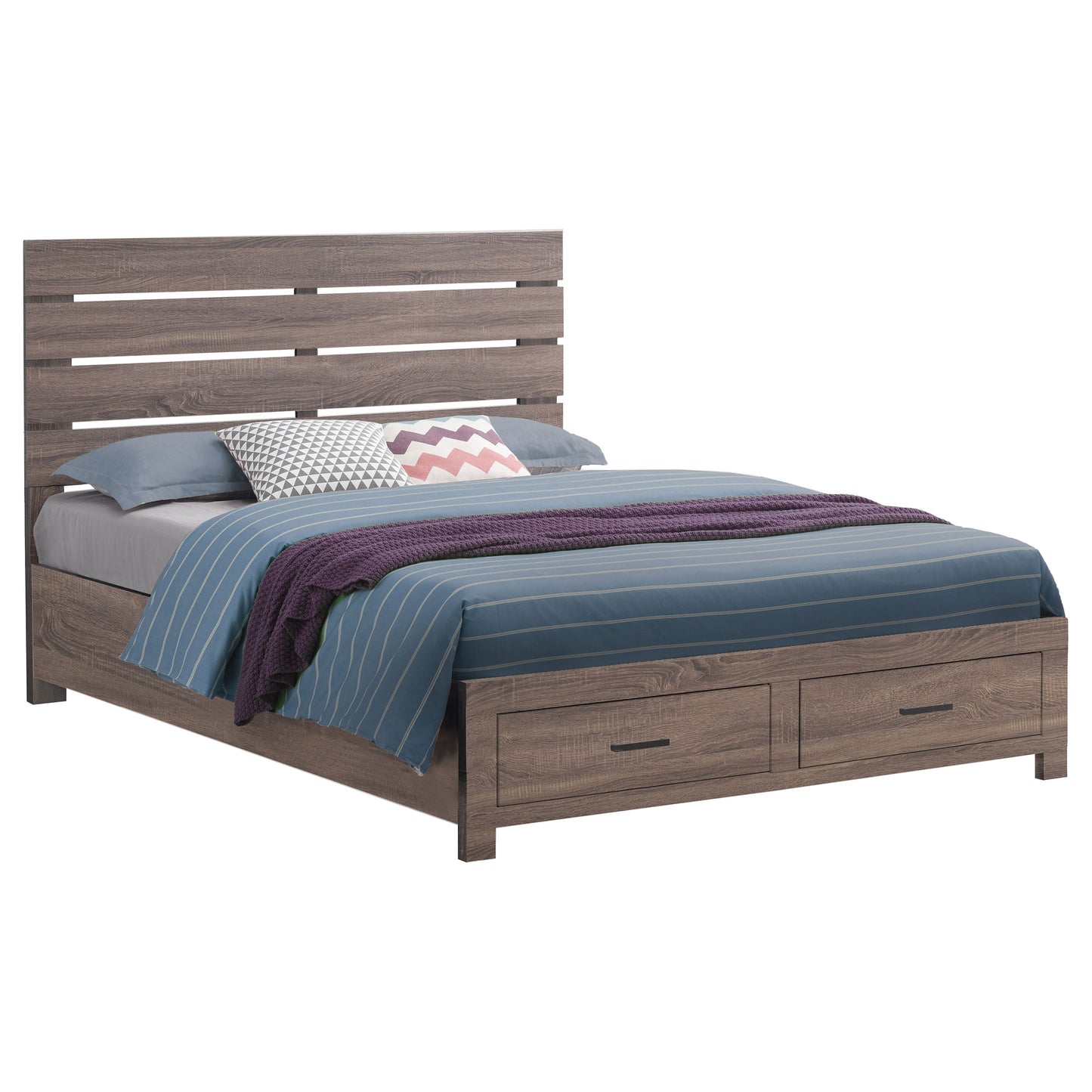 Brantford Wood Eastern King Storage Panel Bed Barrel Oak