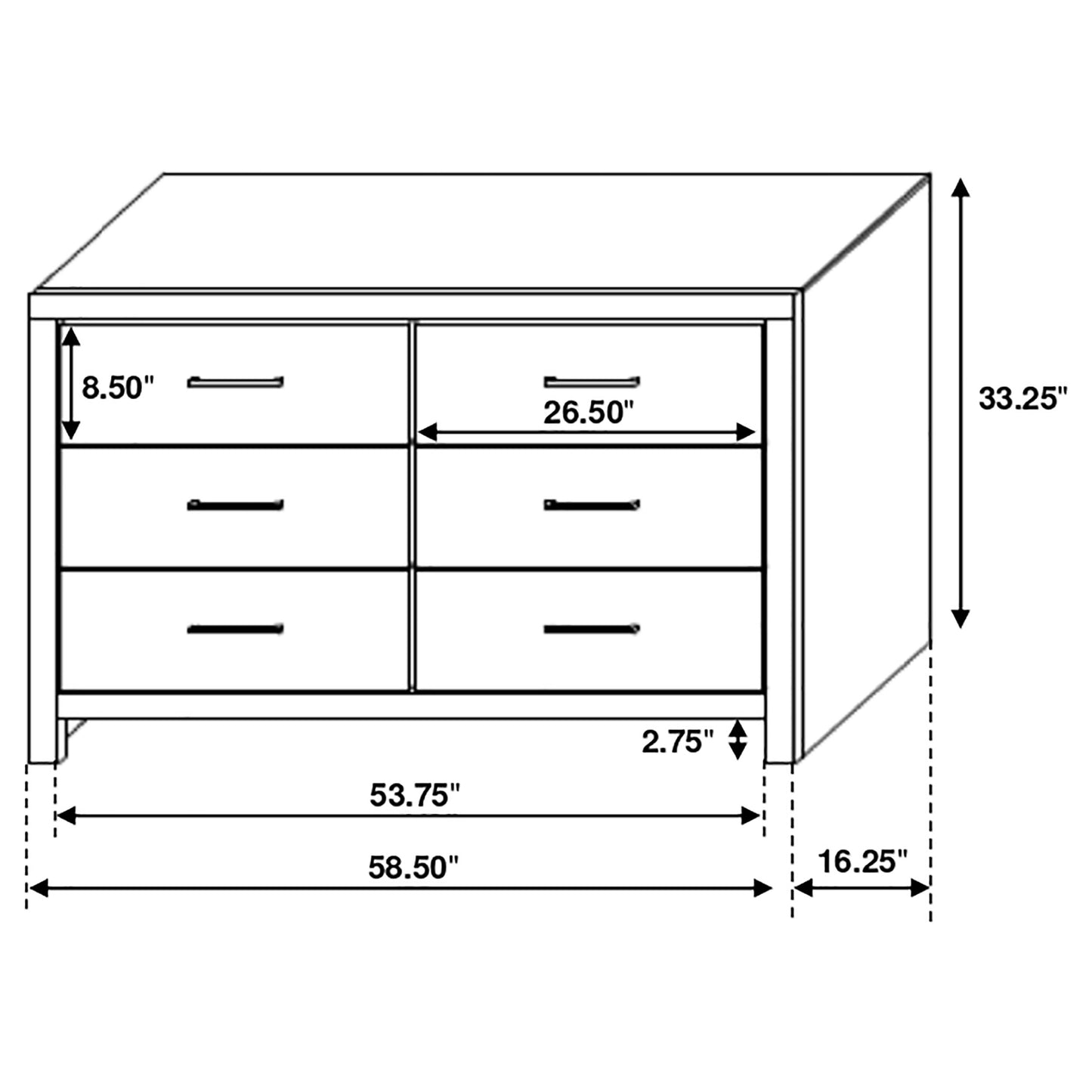 Brantford 6-drawer Dresser Coastal White