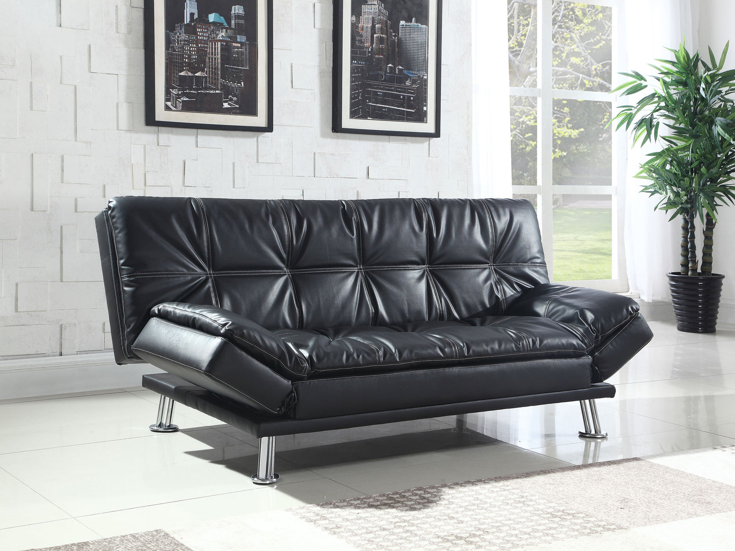 Dilleston Upholstered Tufted Convertible Sofa Bed Black