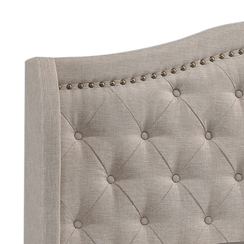 Sonoma Upholstered Eastern King Wingback Bed Beige