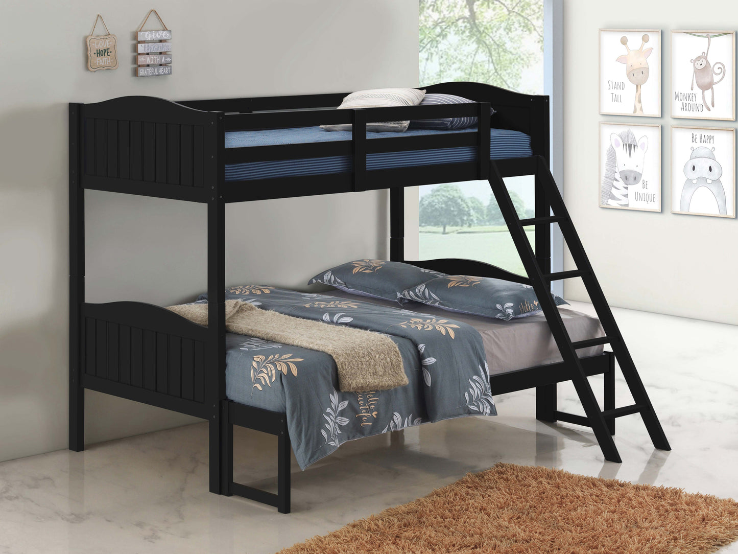 Arlo Wood Twin Over Full Bunk Bed Black