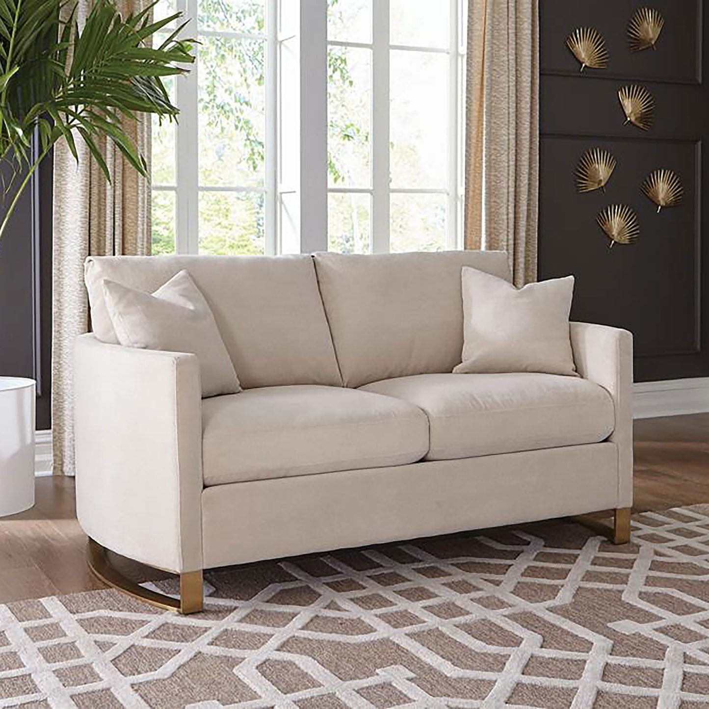 Corliss Upholstered Arched Arm Loveseat Beige