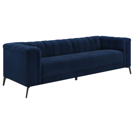 Chalet Upholstered Tuxedo Arm Tufted Sofa Blue