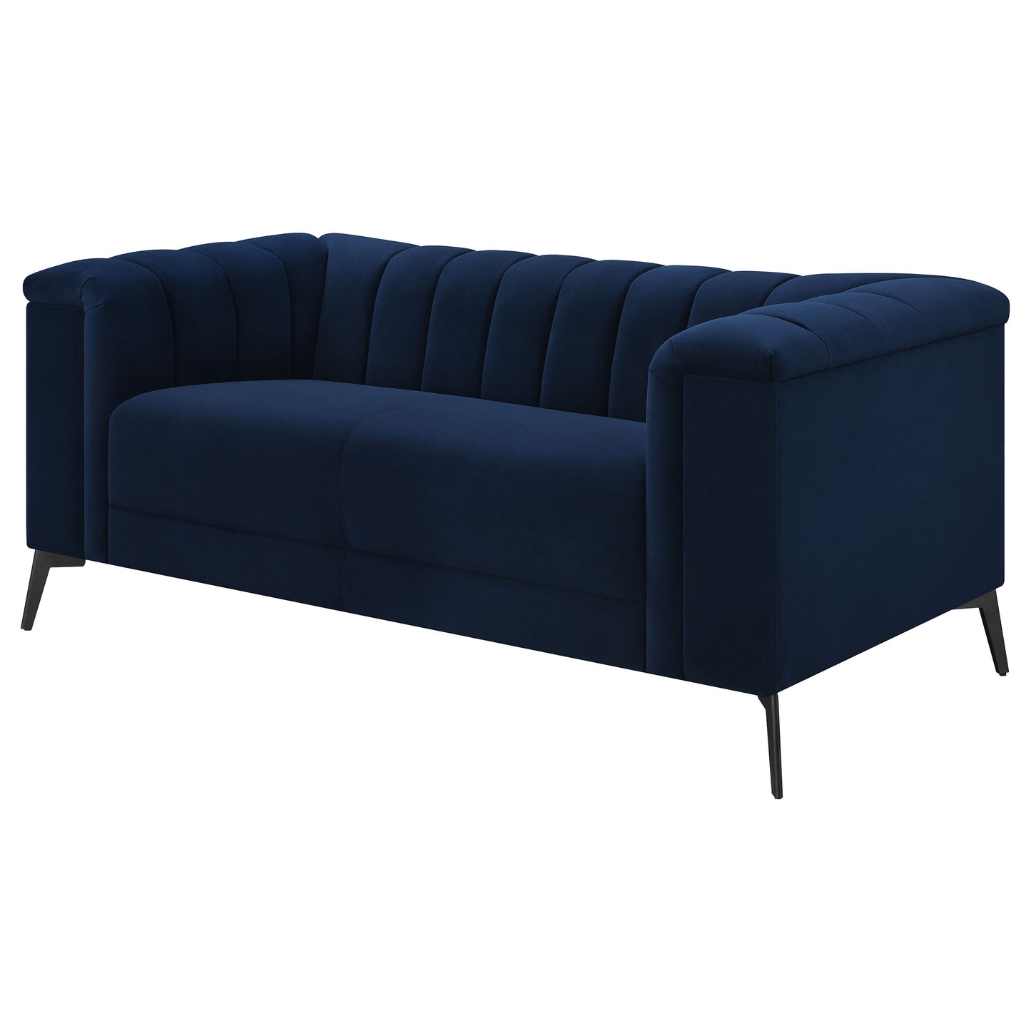 Chalet Upholstered Tuxedo Arm Tufted Loveseat Blue