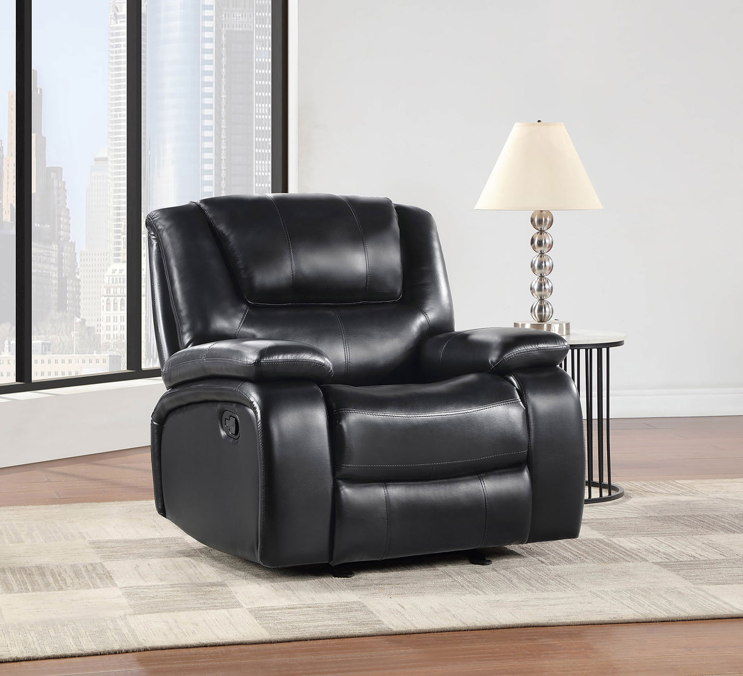 Camila Upholstered Glider Recliner Chair Black