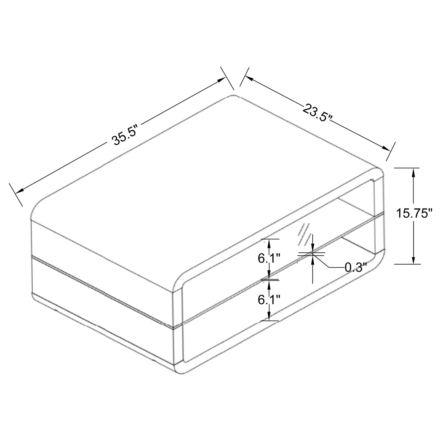 Elana 1-shelf Rectangular Coffee Table White High Gloss