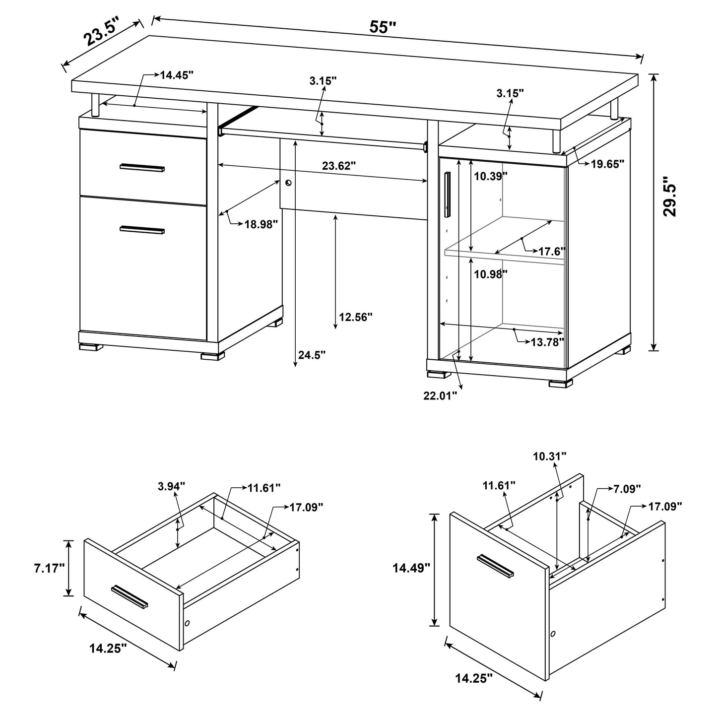 Tracy 55-inch 2-drawer Office Computer Desk Cappuccino