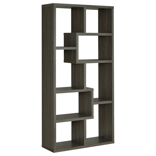 Theo 71-inch 6-shelf Bookshelf Weathered Grey