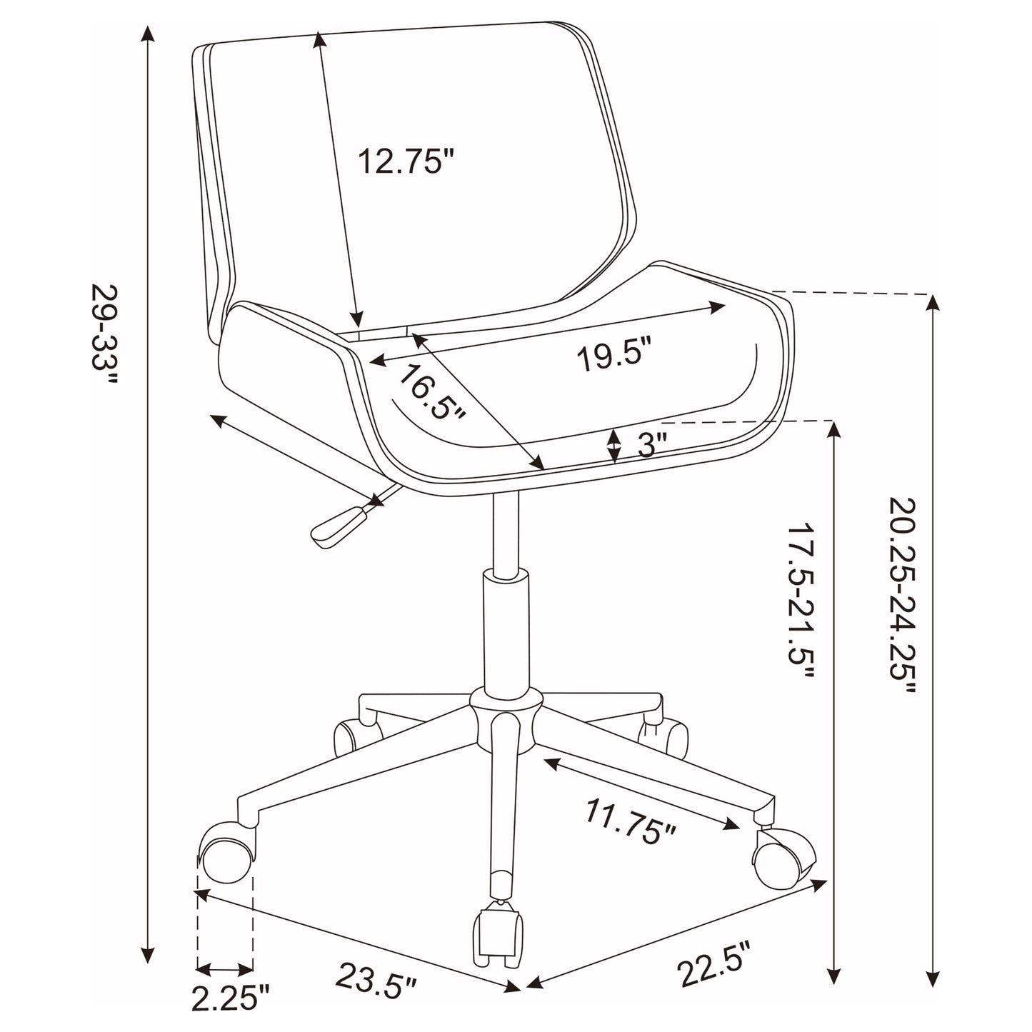 Addington Upholstered Adjustable Office Desk Chair Ecru