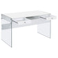 Dobrev 48-inch 2-drawer Writing Desk White High Gloss