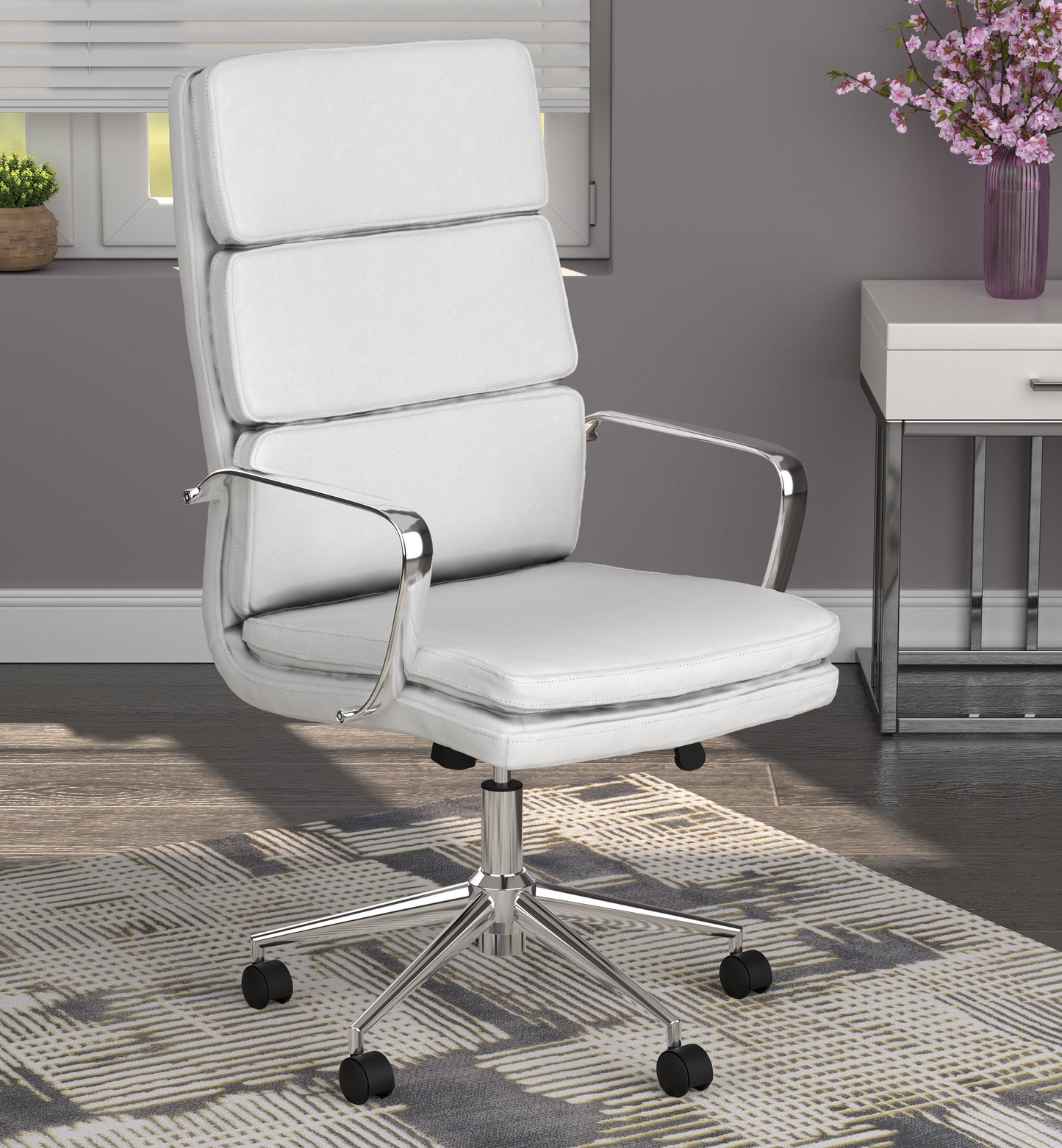 Ximena Upholstered Adjustable High Back Office Chair White