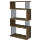 Emelle 63-inch 4-shelf Glass Panel Bookshelf Aged Walnut