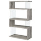 Emelle 63-inch 4-shelf Glass Panel Bookshelf Grey Driftwood