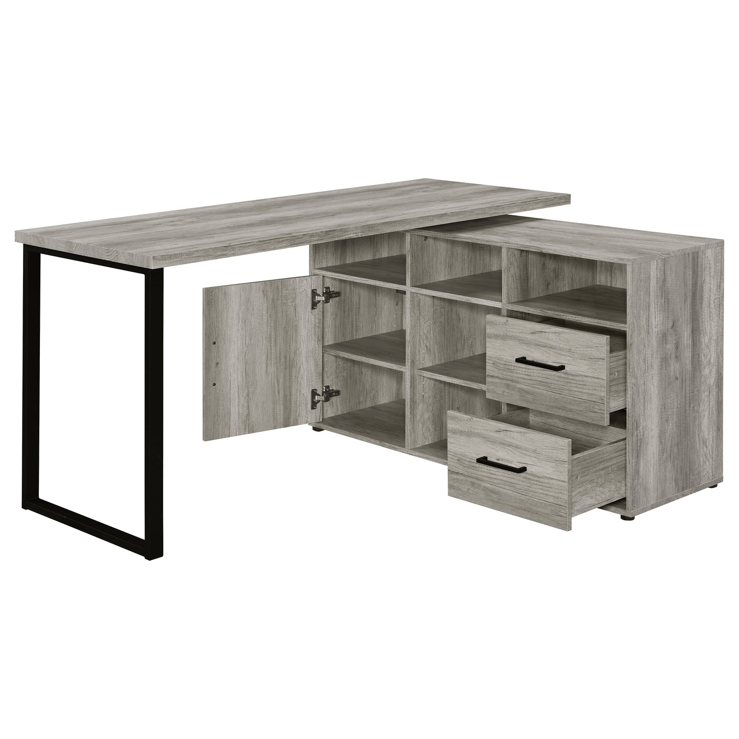 Hertford 59-inch L-Shape Computer Desk Grey Driftwood