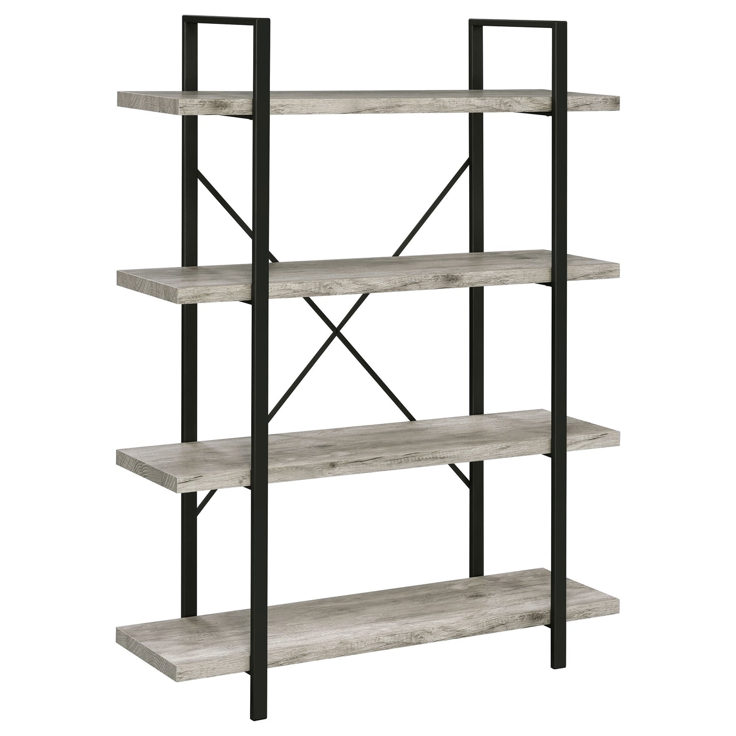 Cole 55-inch 4-shelf Bookshelf Grey Driftwood and Gunmetal