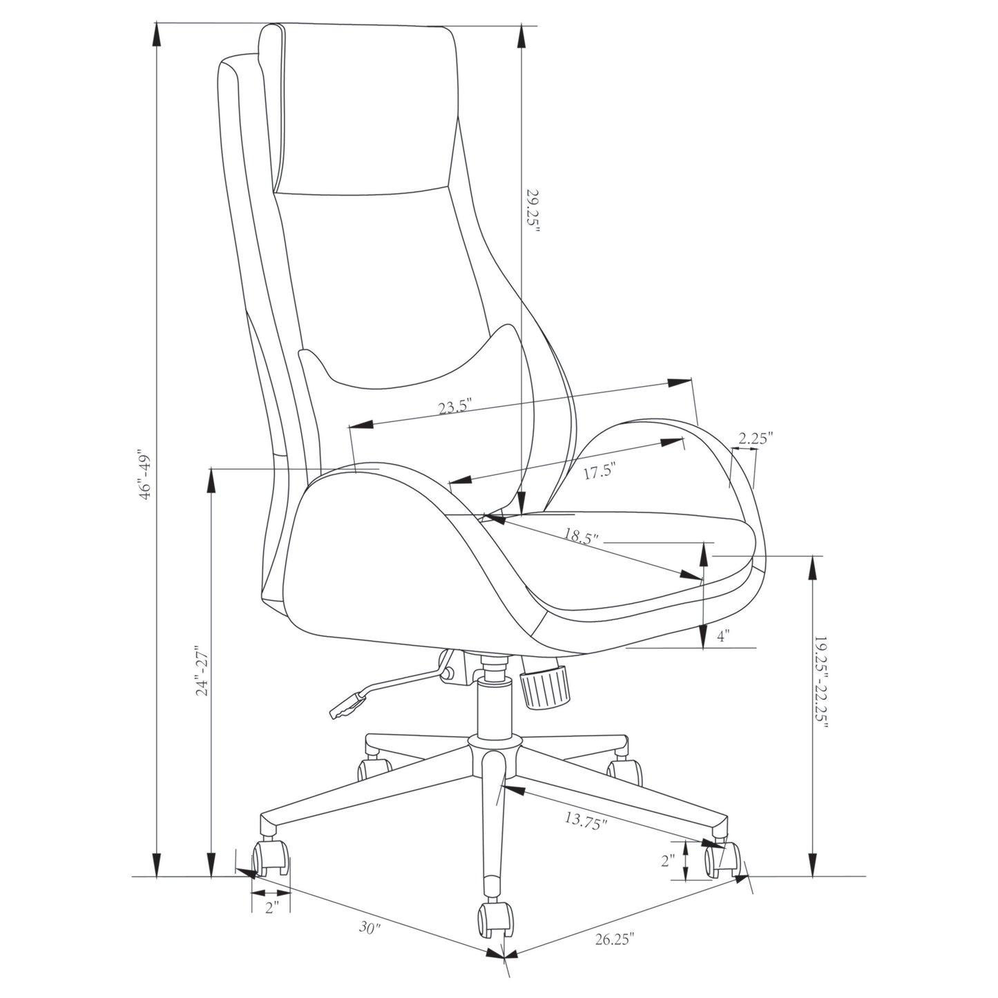 Cruz Upholstered Adjustable Home Office Desk Chair Grey