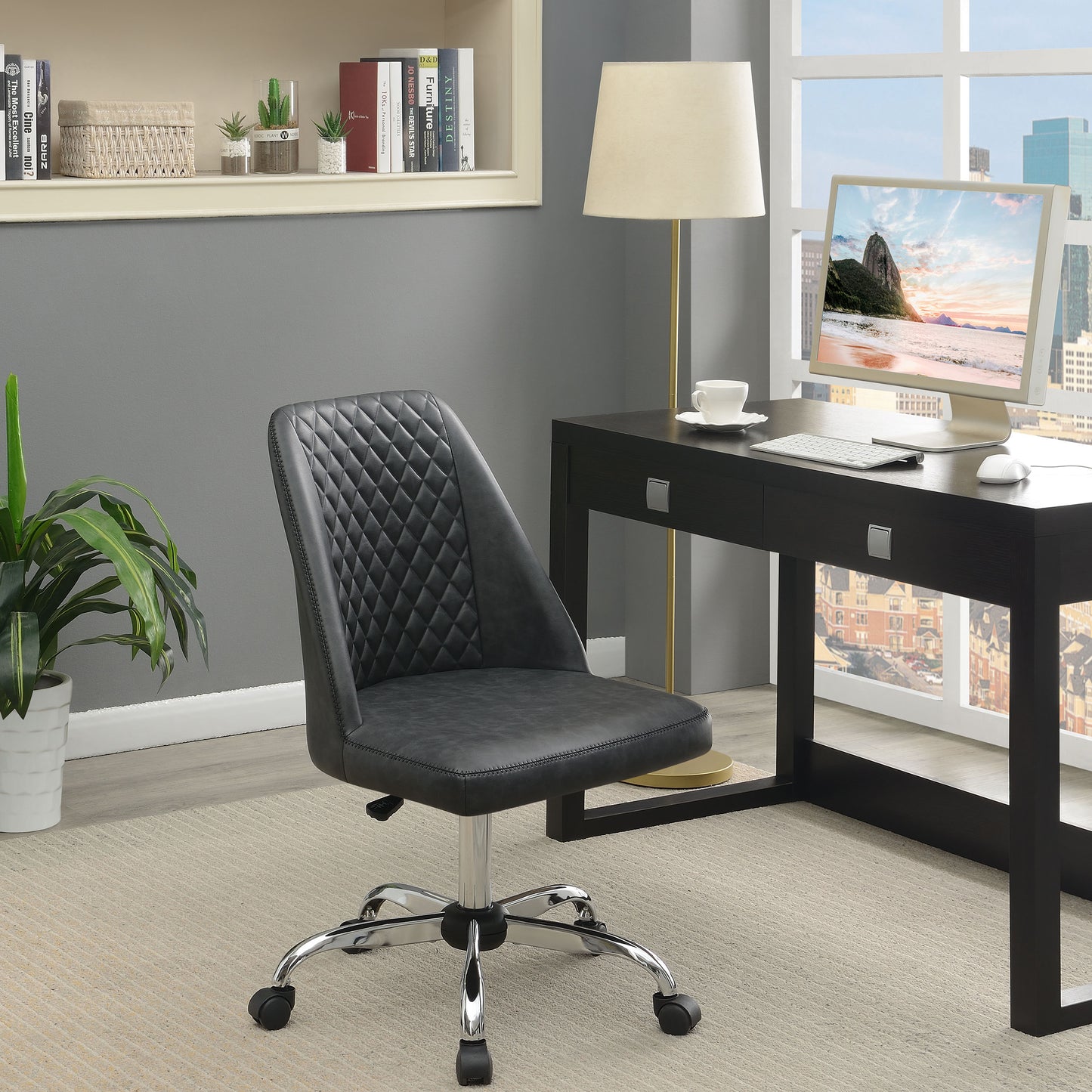 Althea Upholstered Adjustable Home Office Desk Chair Grey