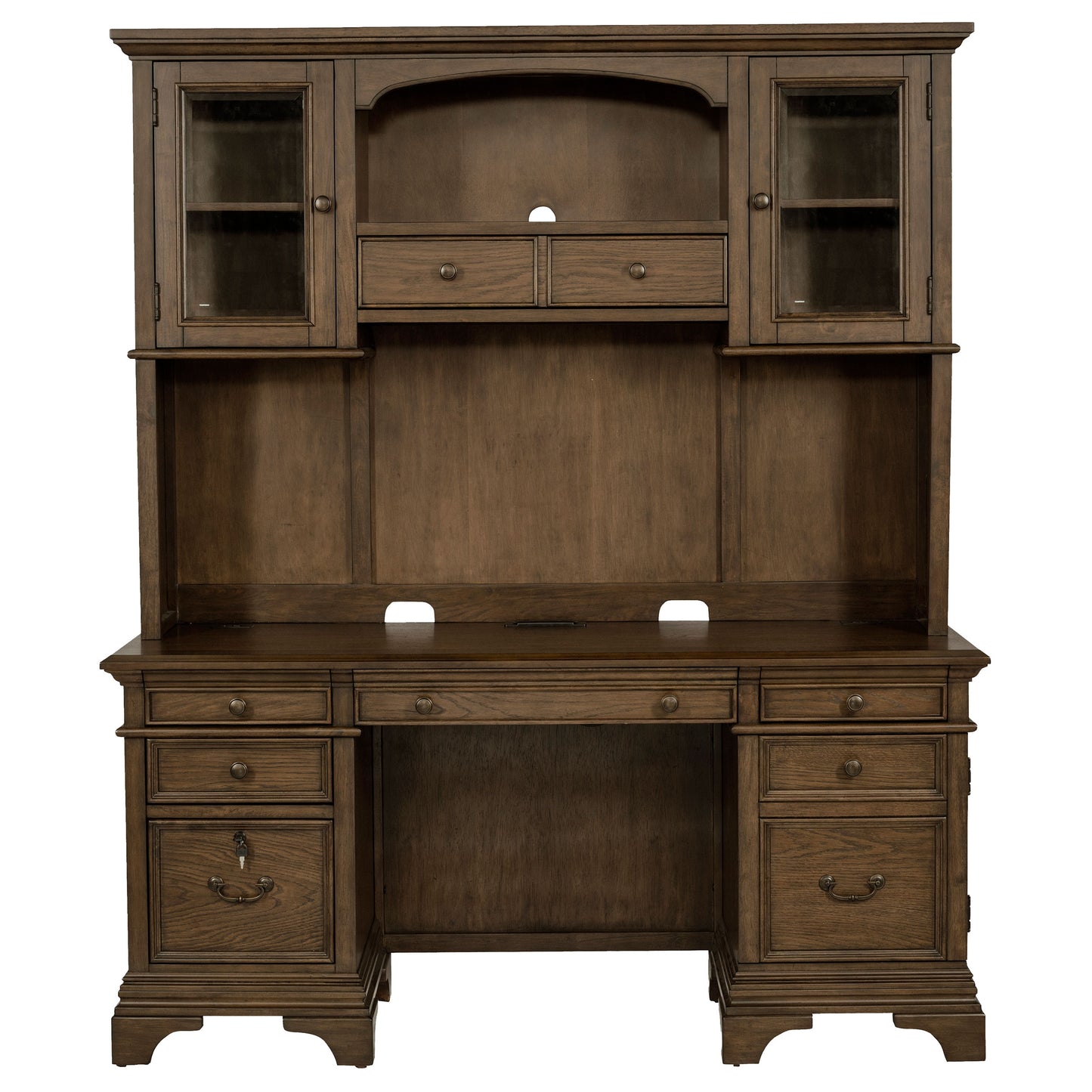 Hartshill 66-inch 5-drawer Credenza with Hutch Burnished Oak