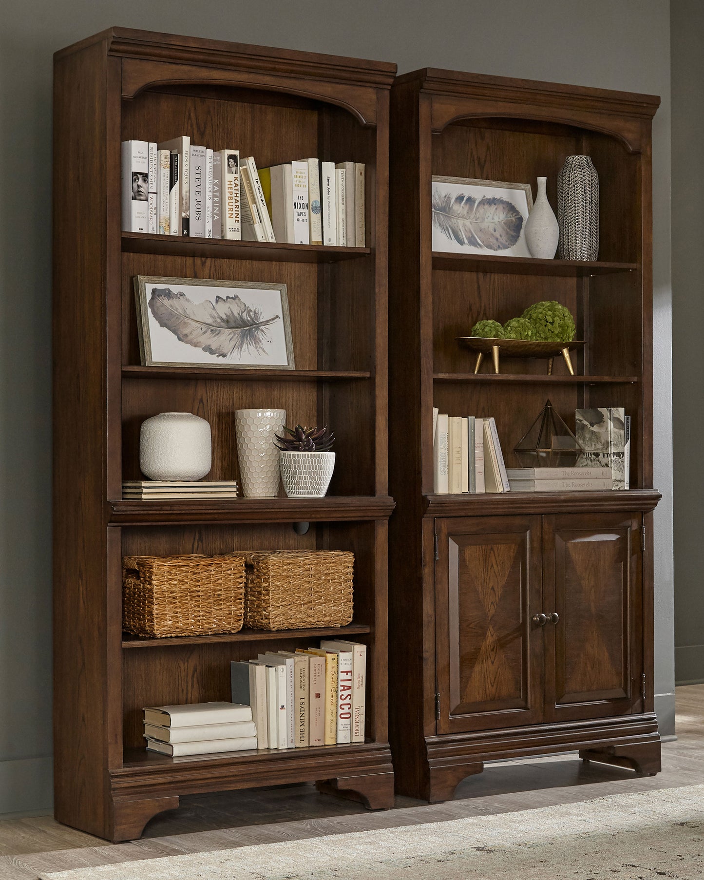 Hartshill 78-inch 5-shelf Bookcase Burnished Oak