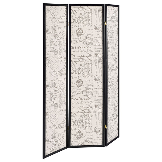 Felice 3-Panel Room Divider Folding Screen French Script