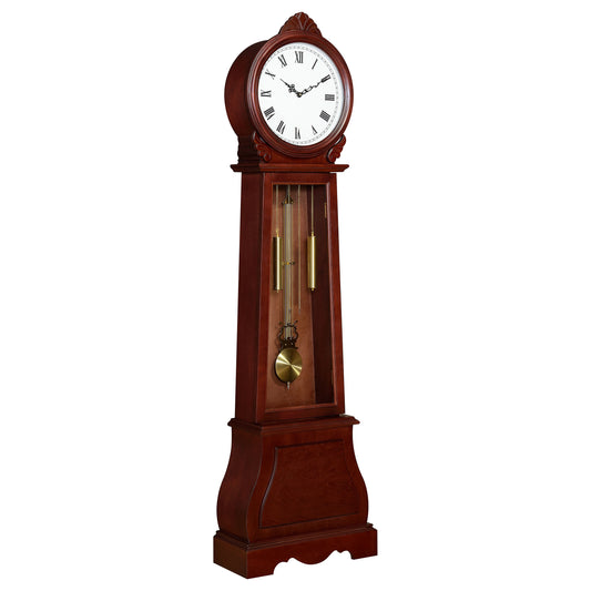 Narcissa Grandfather Clock with Adjustable Chime Brown Red