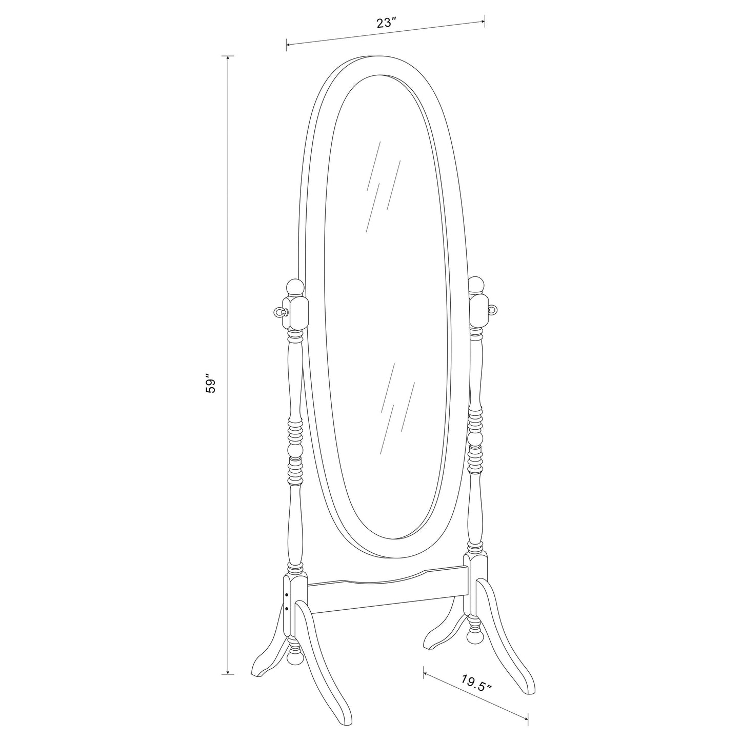 Foyet Wood Adjustable Full Length Cheval Mirror White