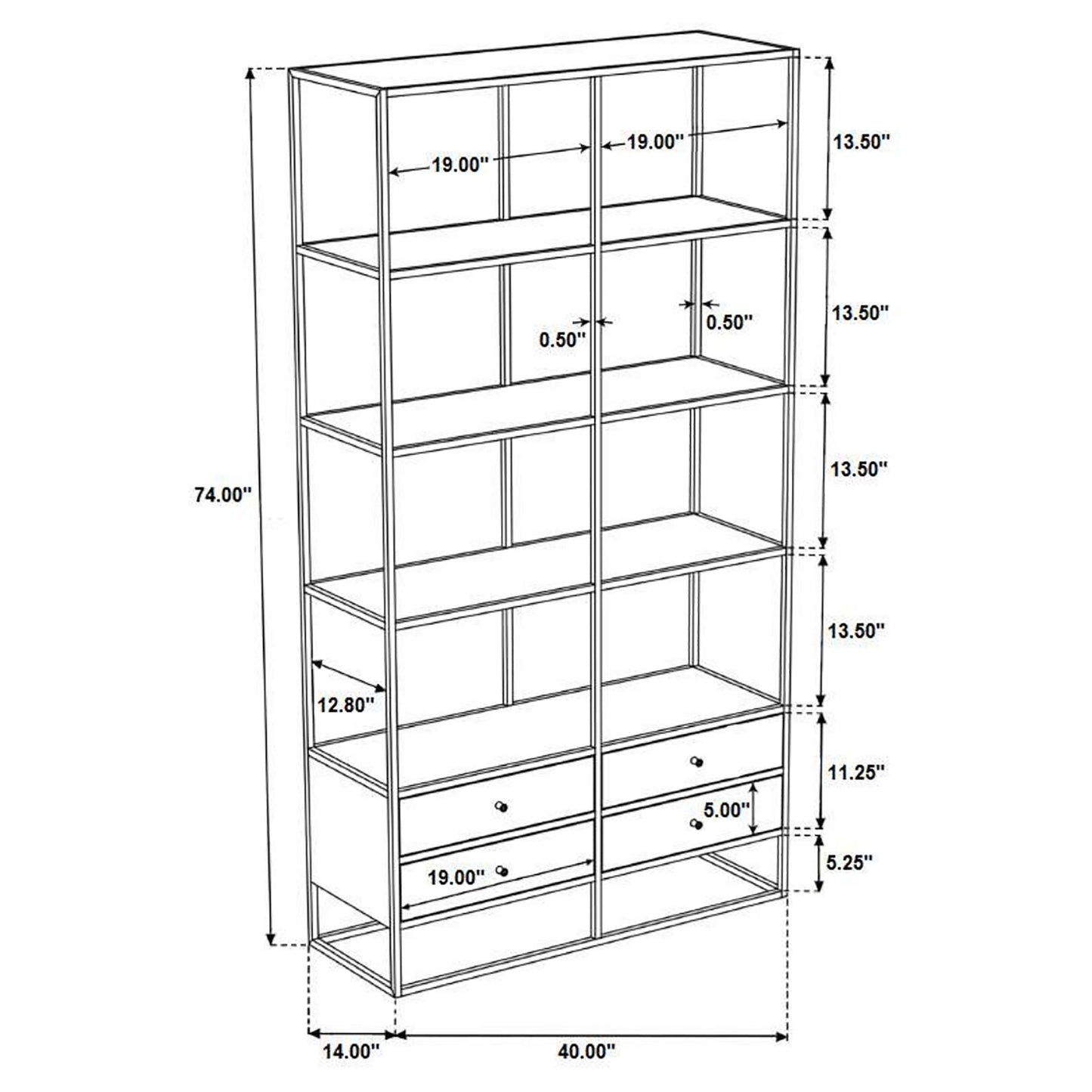 Belcroft 74-inch 4-drawer Storage Bookshelf Natural Acacia