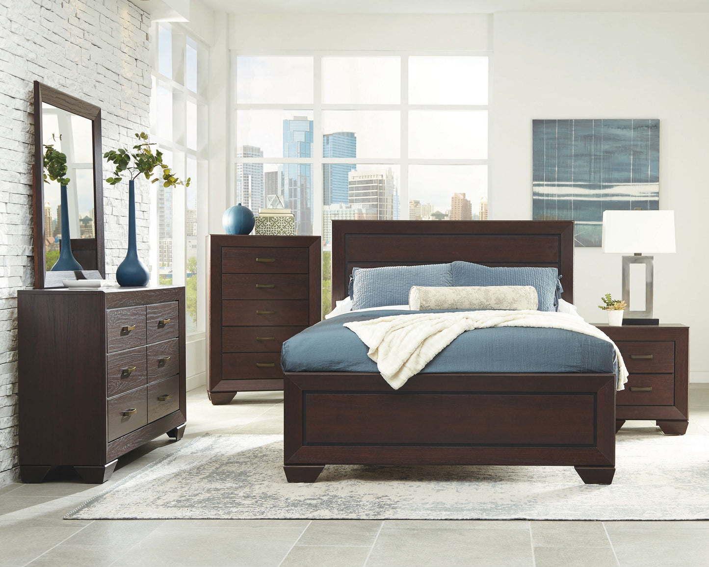 Kauffman Wood California King Panel Bed Dark Cocoa