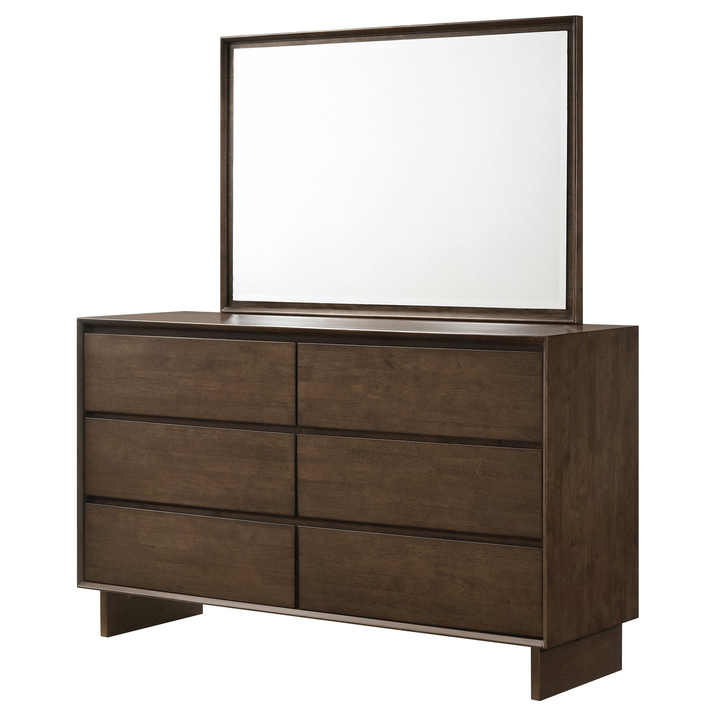 Glenwood 6-drawer Dresser and Mirror Warm Brown