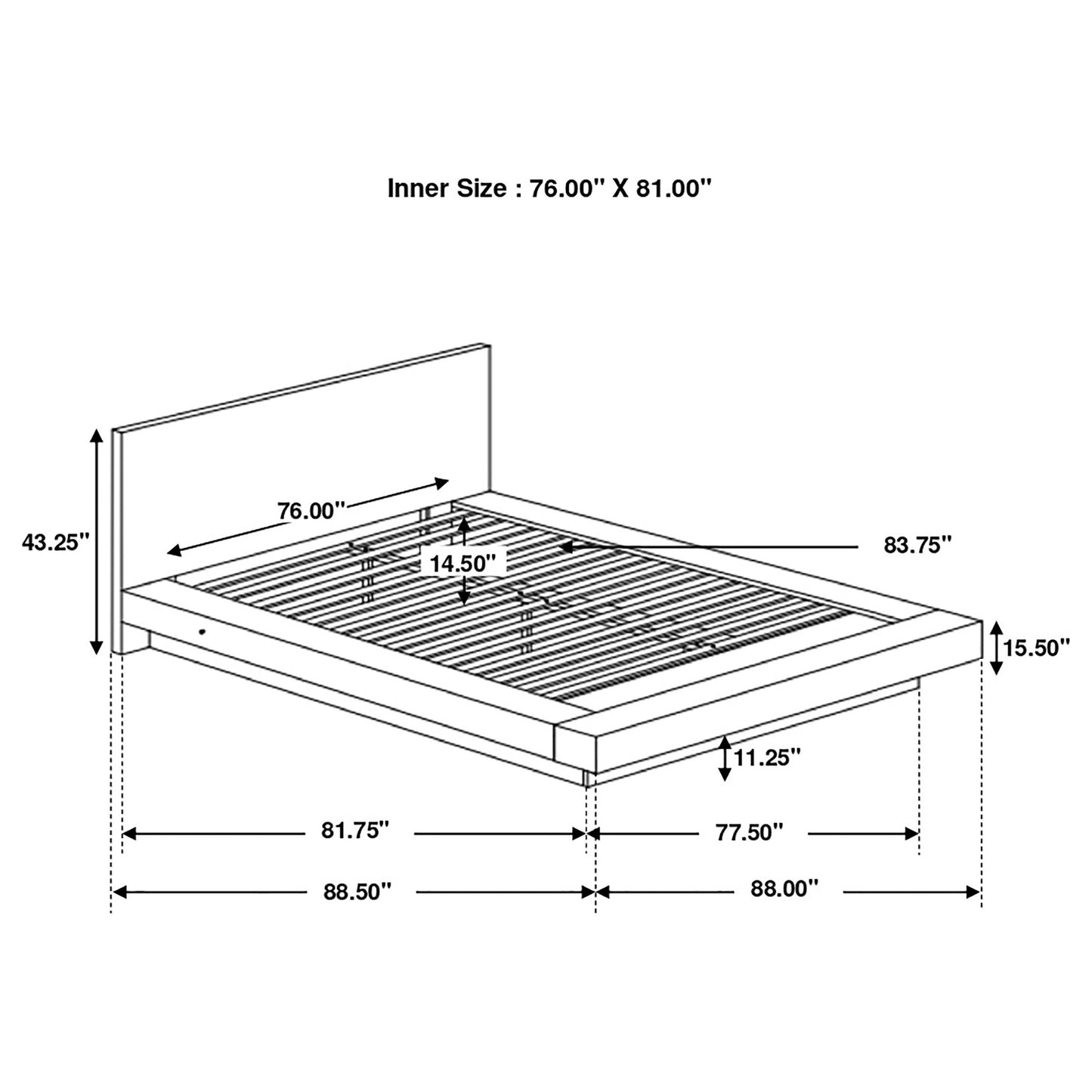 Jessica Wood Eastern King LED Panel Bed Cappuccino